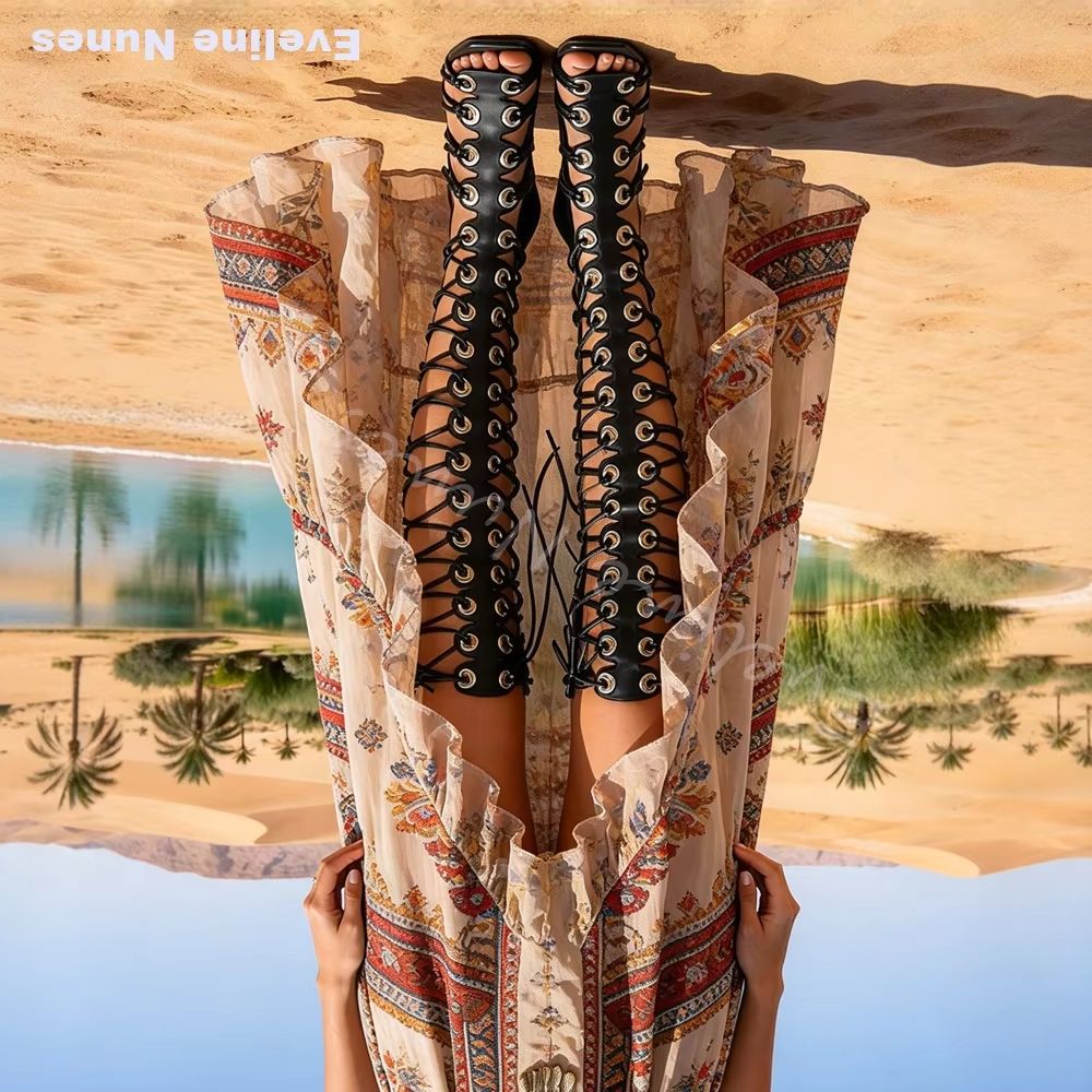 Kadın Gladyatör Diz Üstü Sanda - Knee High Boots Women incelemesi ve fiyatı