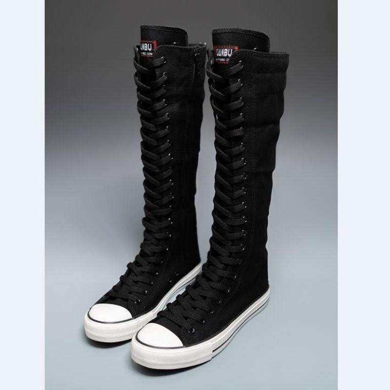 2025 Yeni Yüksek Top Kanvas Ay - Knee High Boots Women incelemesi ve fiyatı